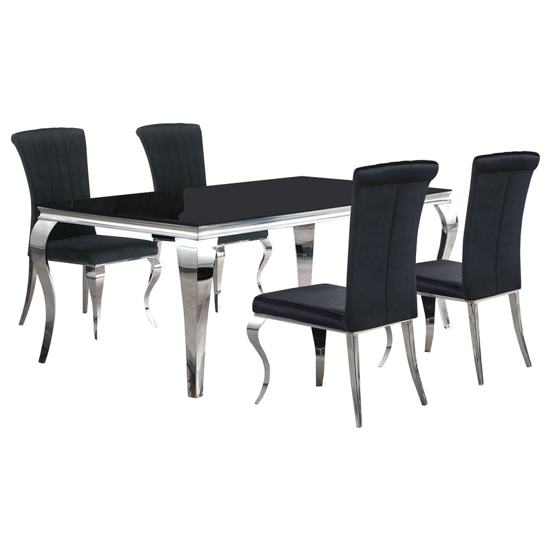 5 Piece Rectangular Dining Set With Upholstered Chairs - Black by HouseOfZazla