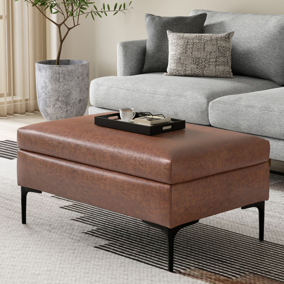 Multifunctional Coffee Table Storage Ottoman with Lift Up Lid - Gray, Dark Gray, Light Brown, photo 24 of 40