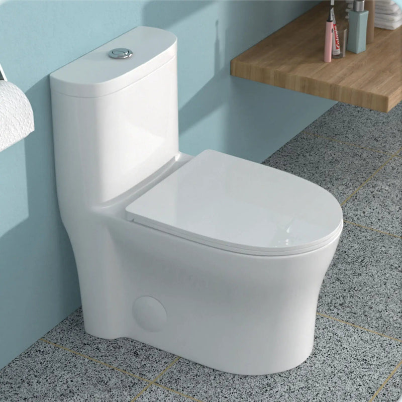 1 Piece Toilet For Bathroom, Dual Flush 1.22/1.6 Gpf, Soft Closing Seat - White by HouseOfZazla