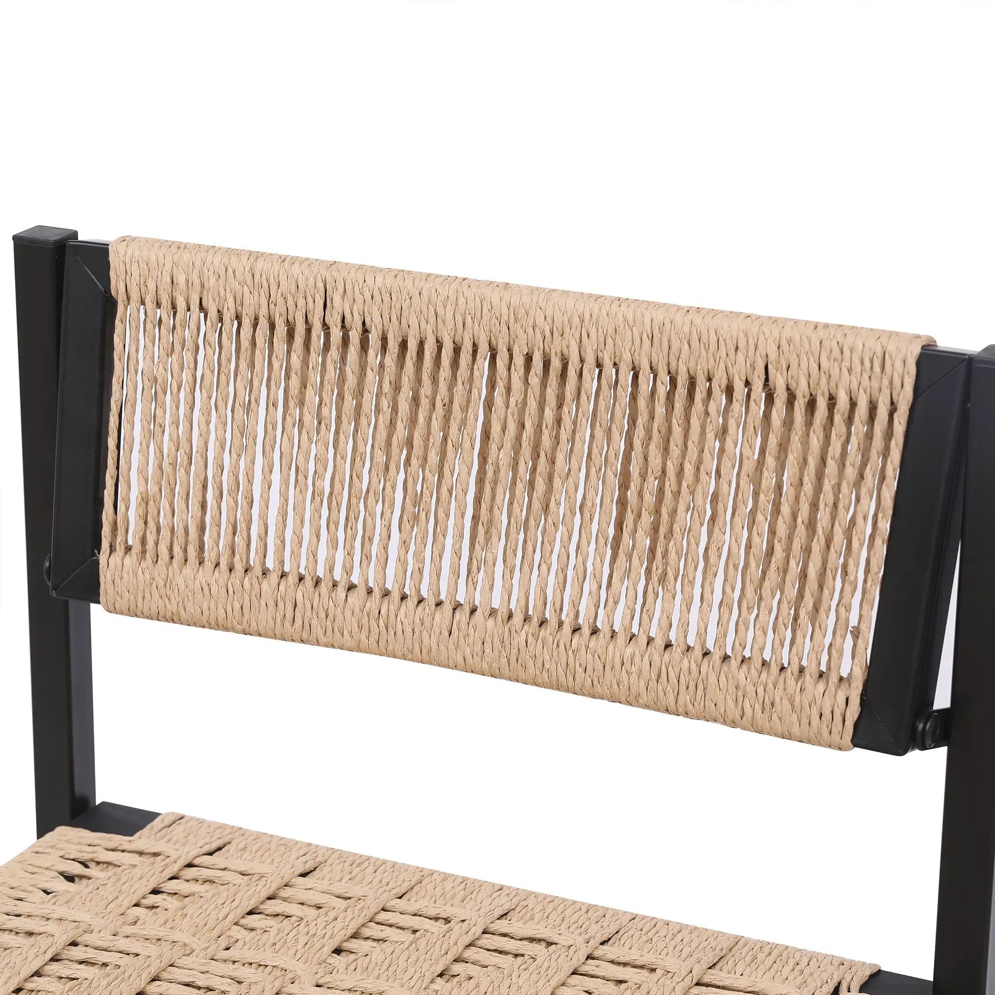Kitchen Bar Stools with Footrest Set of 2 Paper Rope Weave Dining Chairs by HouseOfZazla