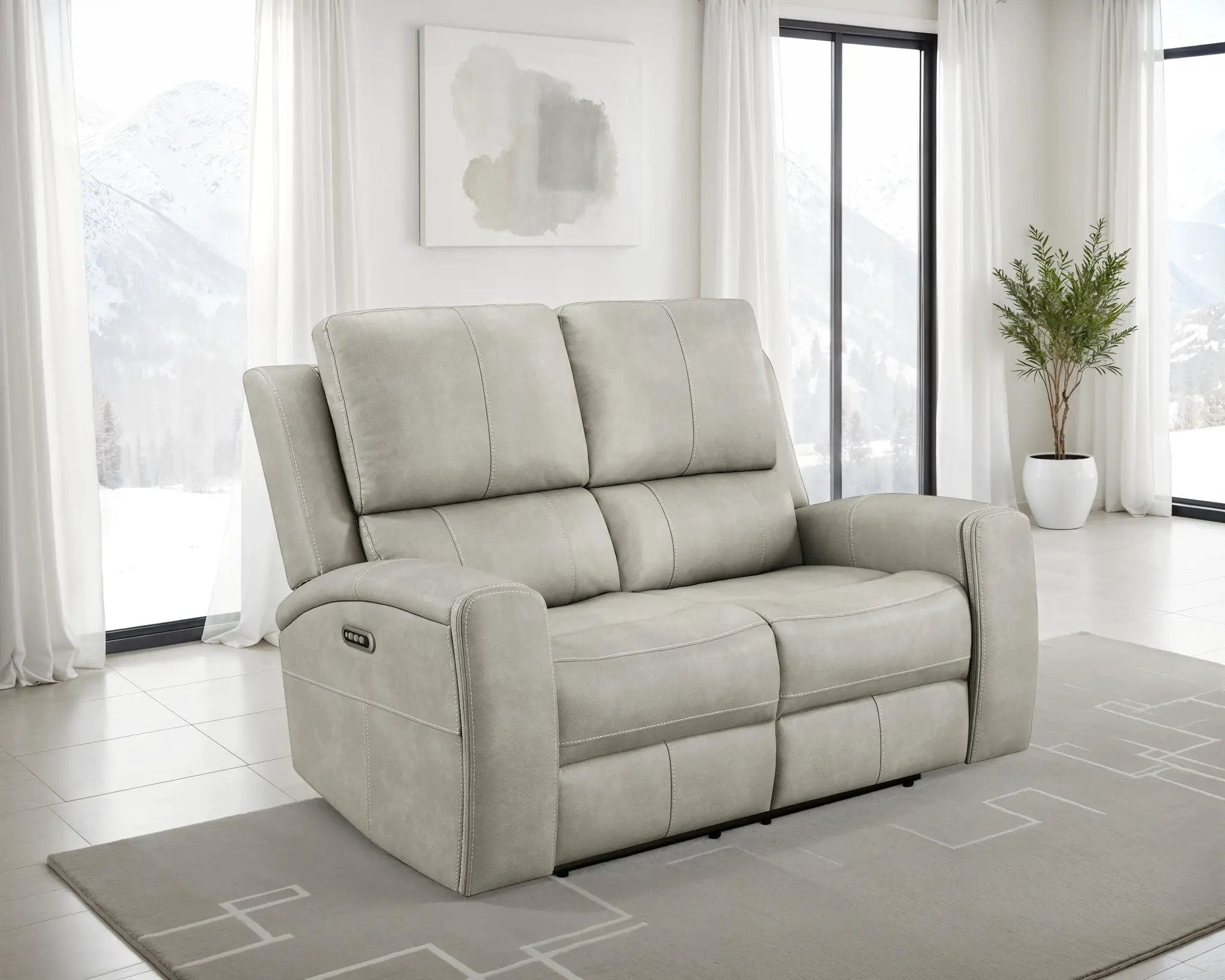 Brickston Triple Power Reclining Loveseat Grey by Unique Piece Furniture