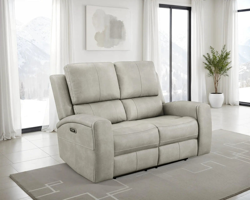 Brickston Triple Power Reclining Loveseat Grey by Unique Piece Furniture