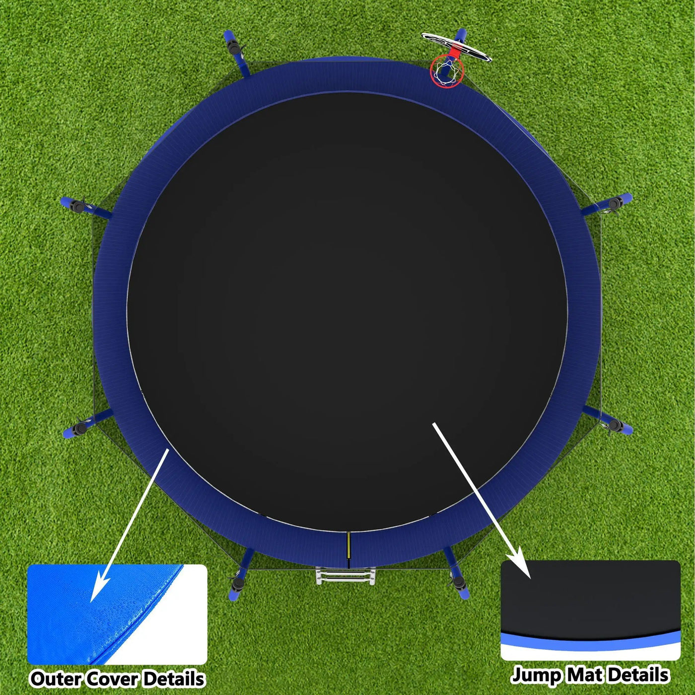 Trampoline With Basketball Hoop, Astm Approved Reinforced Type Outdoor Trampoline With Enclosure Net by HouseOfZazla
