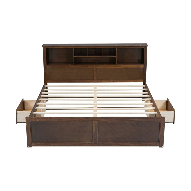 Platform Bed With Multi Storage Headboard, USB And Drawers by Unique Piece Furniture