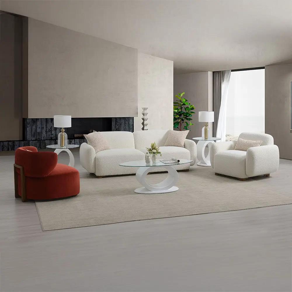 Darius - Sofa With 2 Pillows - Beige Boucle by Unique Piece Furniture