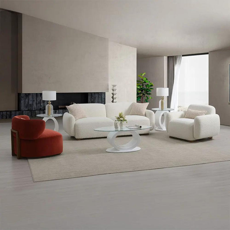Darius - Sofa With 2 Pillows - Beige Boucle by Unique Piece Furniture
