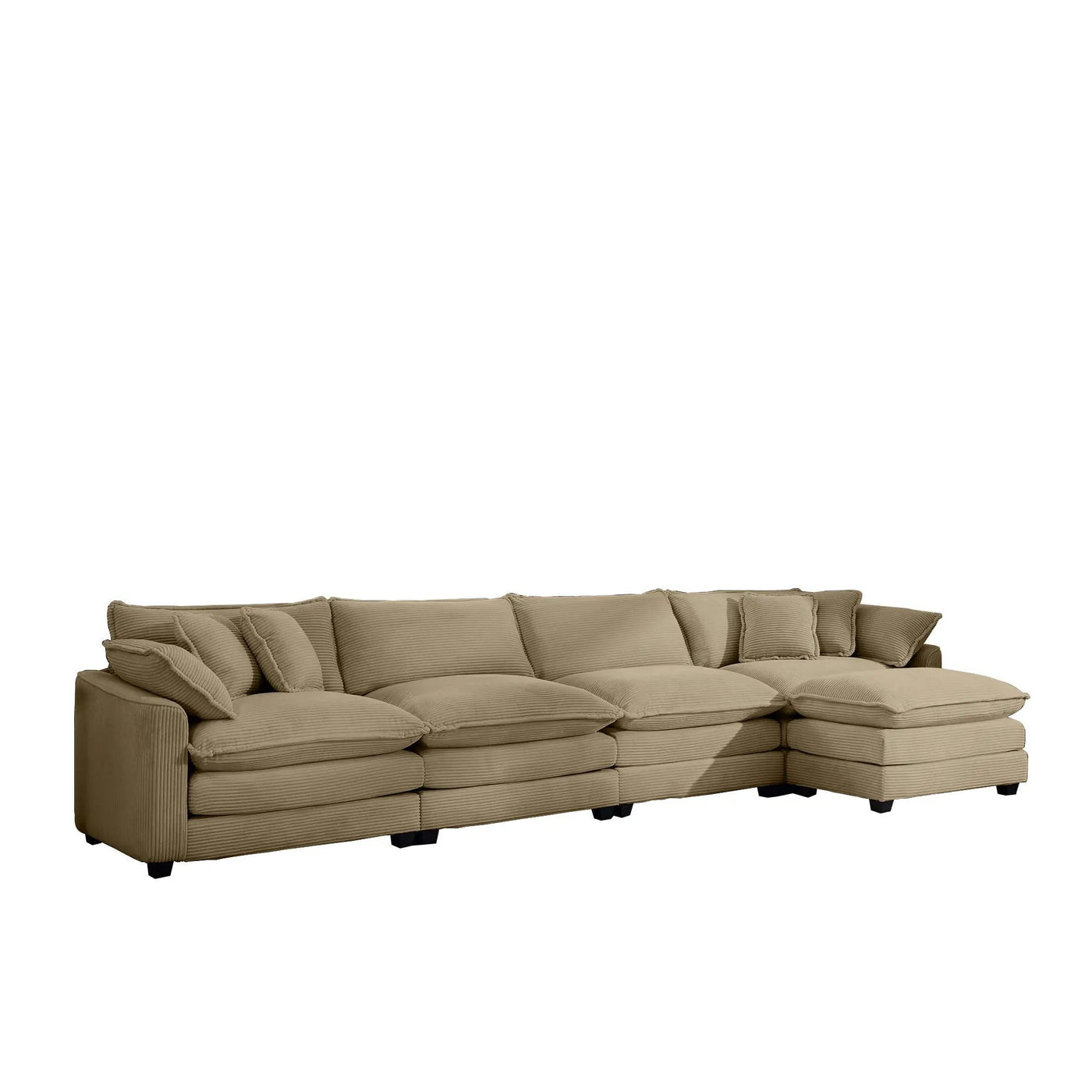Modern Oversized Modular Cushion Sofa With Ottoman, Low Back, Deep Seating Sofa Set by HouseOfZazla