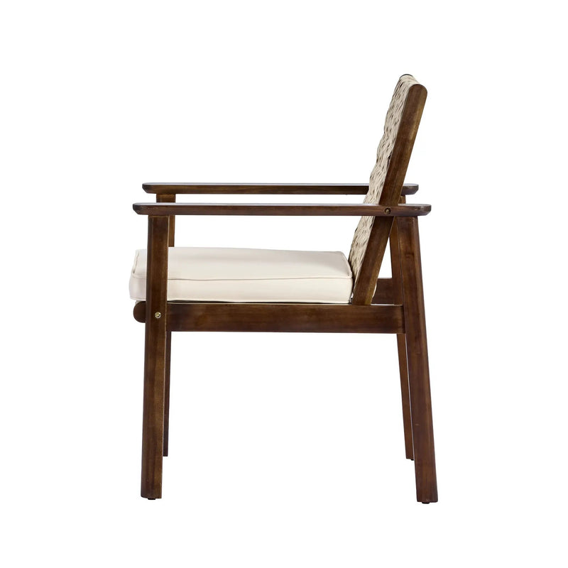 Outdoor Dining Chair Set with Acacia Wood & Wicker Rattan by HouseOfZazla