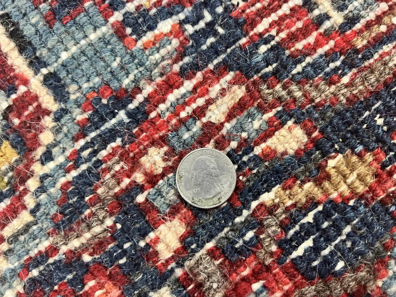 Antique Persian Heriz Rug 6x8, Geometric Medallion, 1920s Oriental Carpet, Handmade Wool Rug by Jewel Rugs