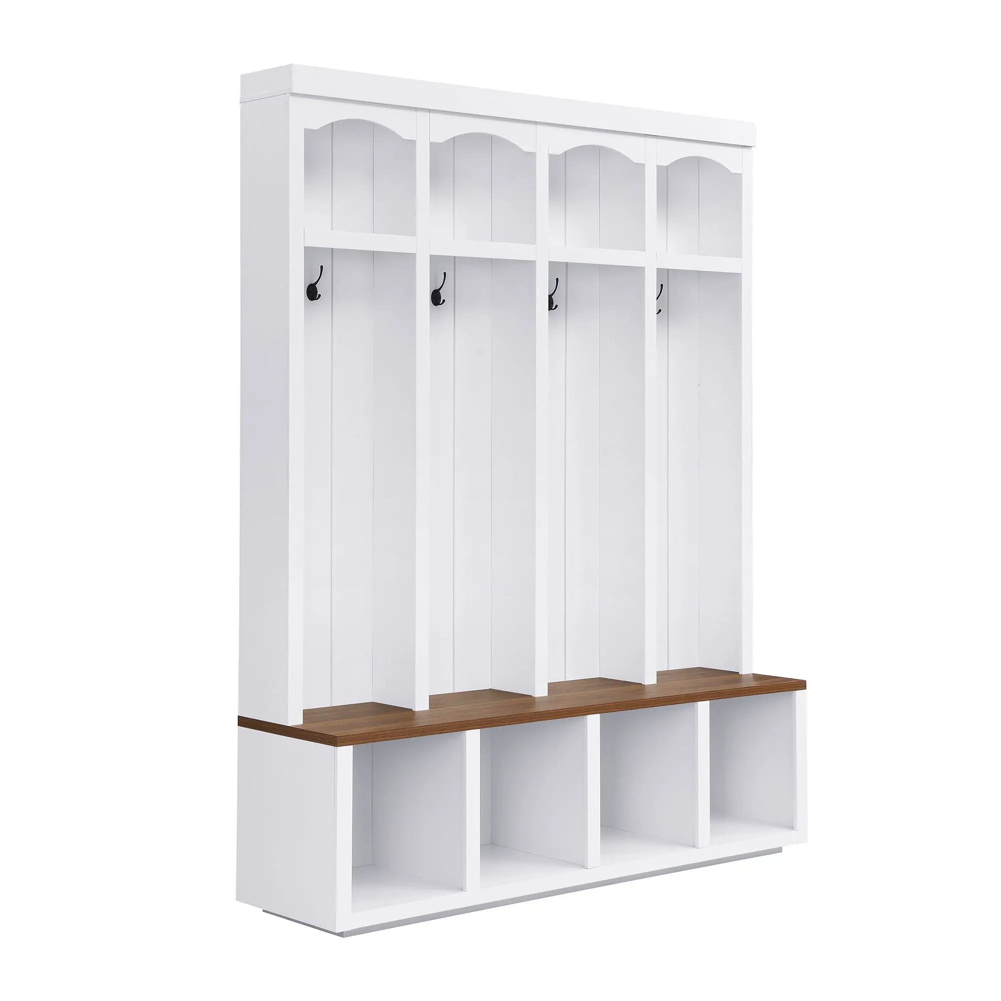Entryway Hall Tree With Bench, 4 Hooks & Open Storage Space by HouseOfZazla