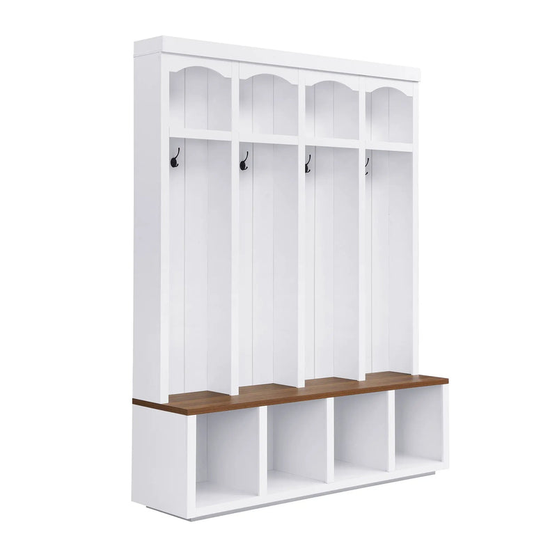 Entryway Hall Tree With Bench, 4 Hooks & Open Storage Space by HouseOfZazla