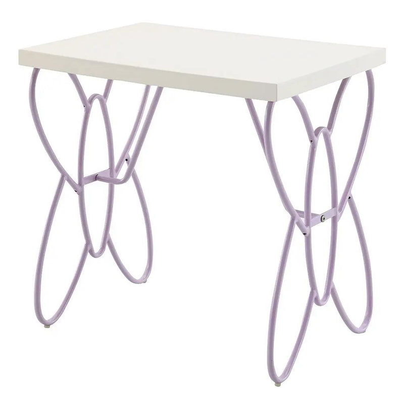 Priya II - Nightstand - White & Light Synthetic Leather Rple by Unique Piece Furniture