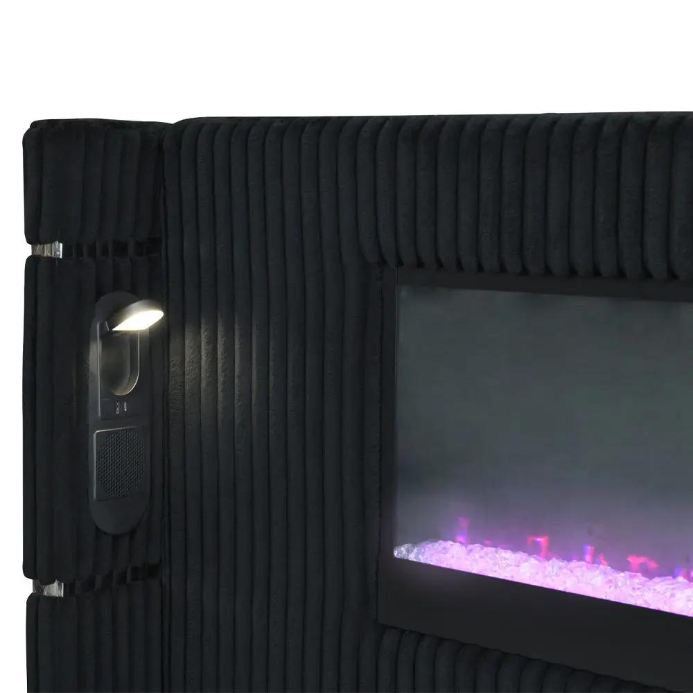 Garner - Bed With Fireplace, LED, Reading Light, Speaker, Bluetooth & USB by Unique Piece Furniture
