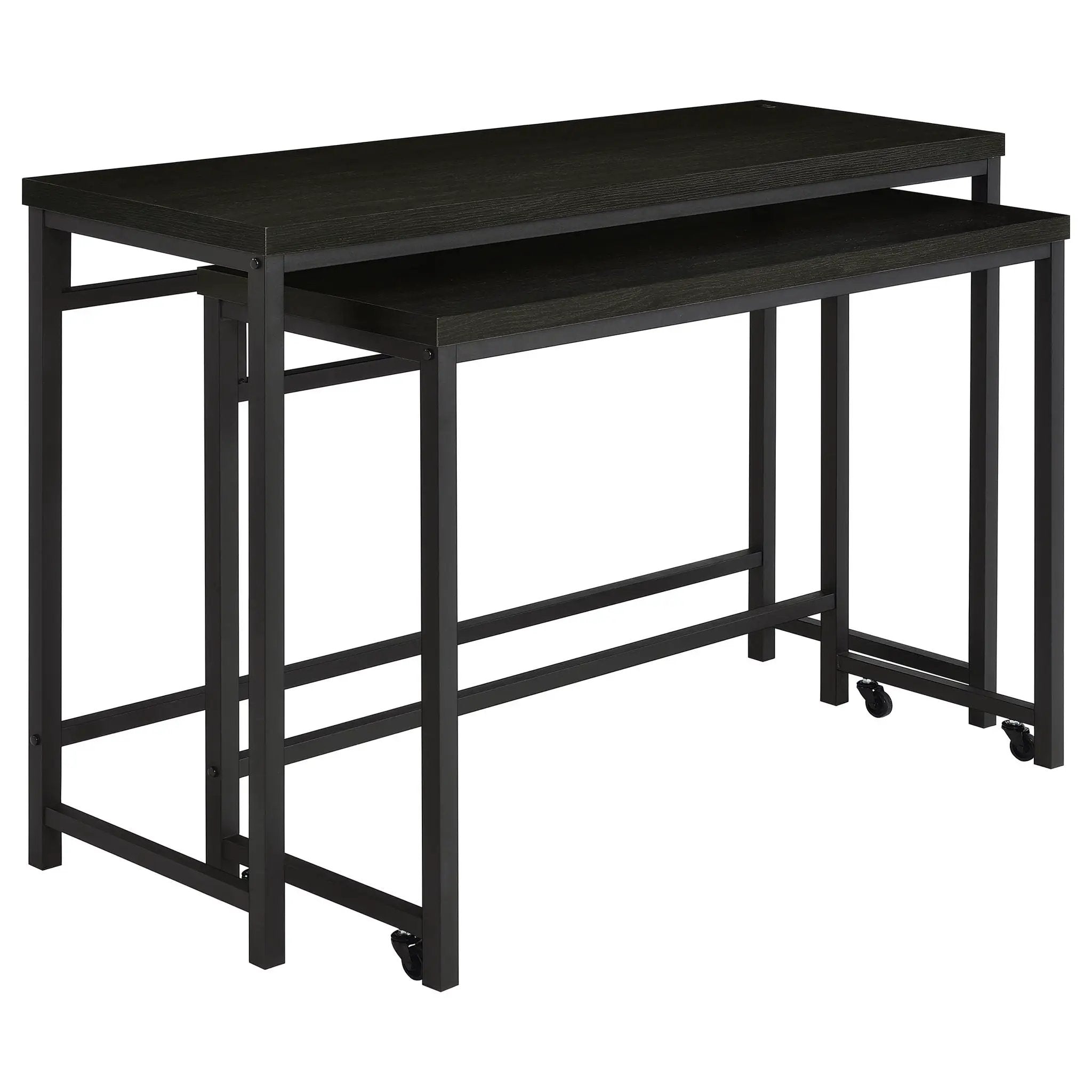 Klekner - 4 Piece Counter Height Table Set With Nesting Tables And Backless Stools - Charcoal