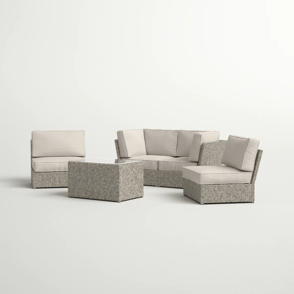 Modular Wicker Patio Seating Group with Cushions - Gray or Dark Brown, photo 10 of 33