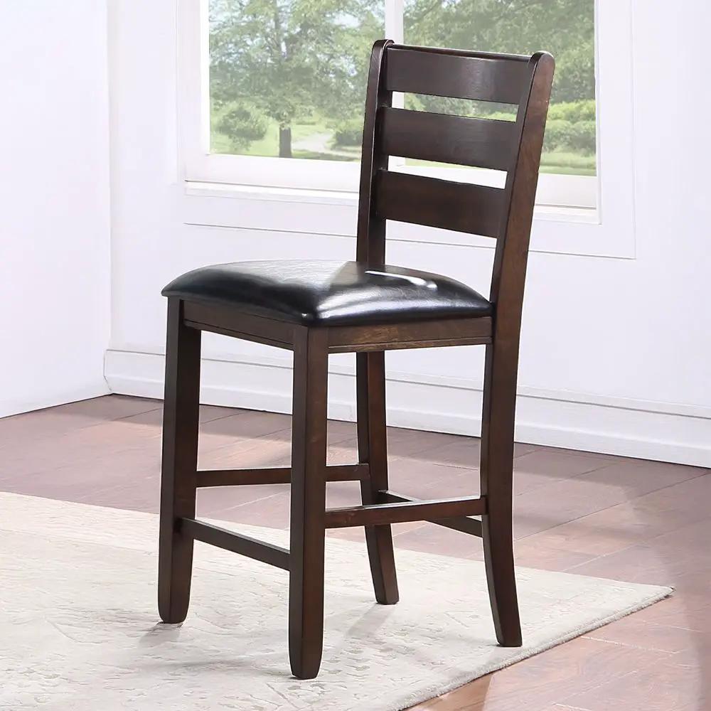 Urbana - Counter Height Chair (Set of 2) - Black Synthetic Leather & Espresso by Unique Piece Furniture