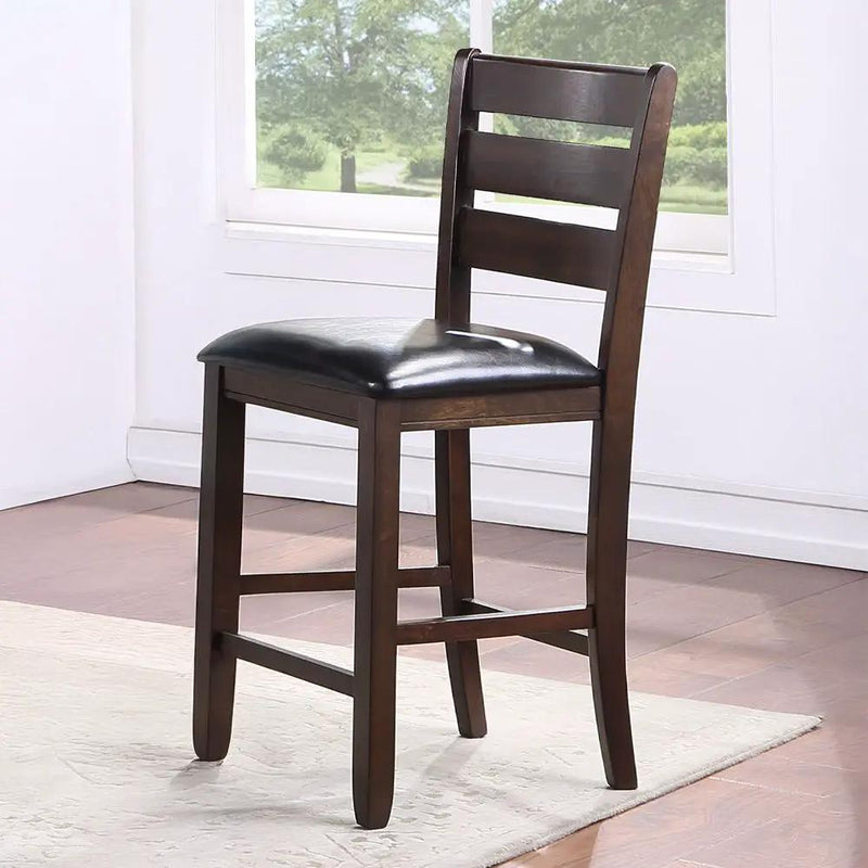 Urbana - Counter Height Chair (Set of 2) - Black Synthetic Leather & Espresso by Unique Piece Furniture