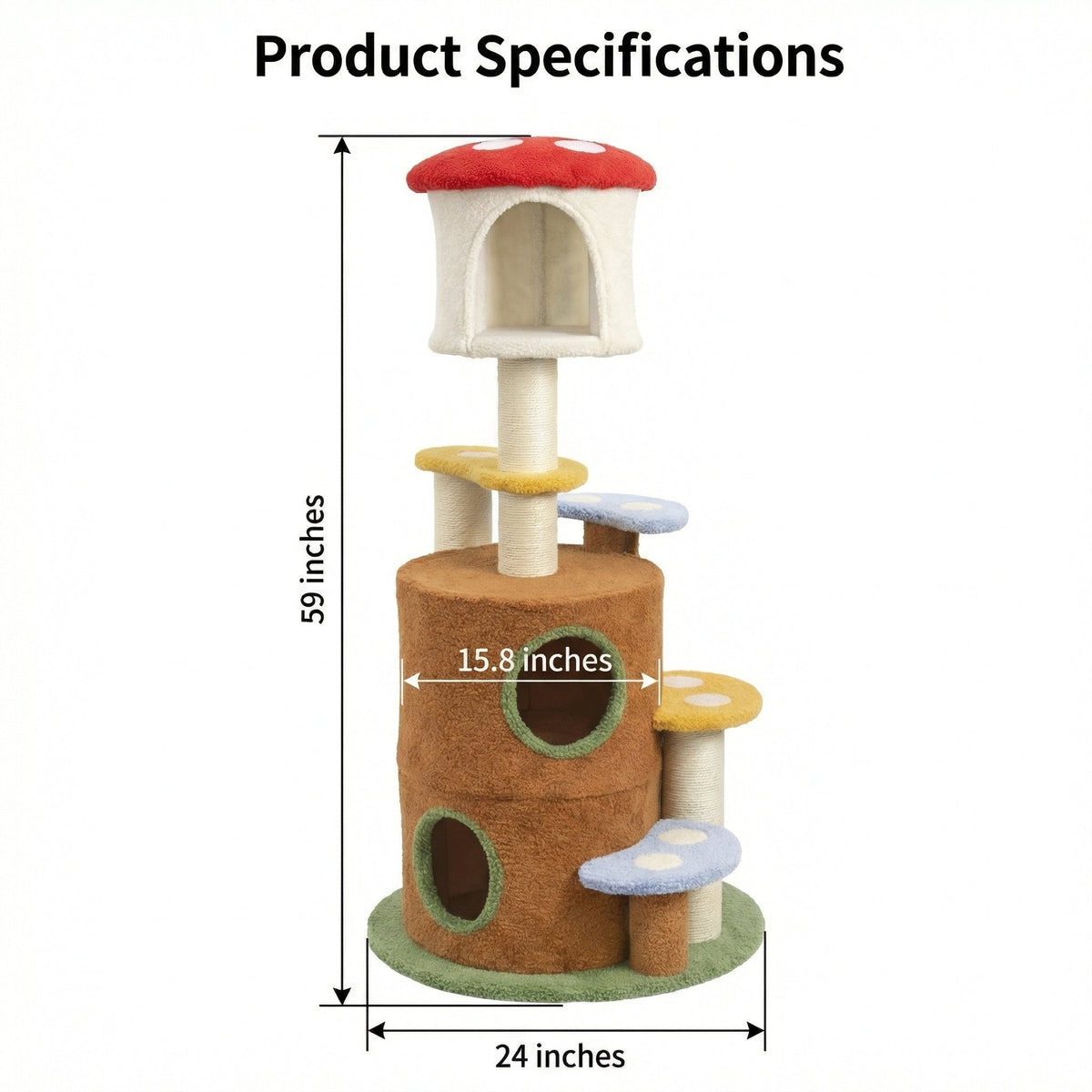 Mushroom Cat Tree With Large Condo Platform Ladder, photo 2 of 10