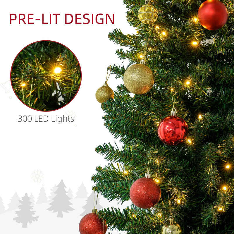 HOMCOM 8' Tall Pre-Lit Slim Noble Fir Artificial Christmas Tree by HouseOfZazla