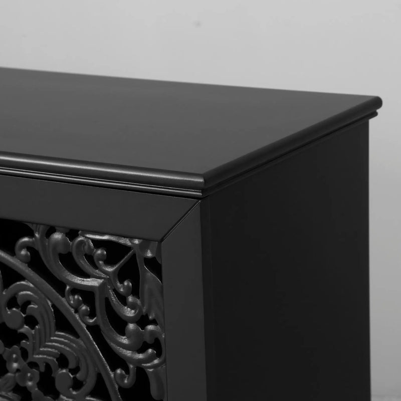 60" Antique Buffet Cabinet with Floral Carvings by HouseOfZazla