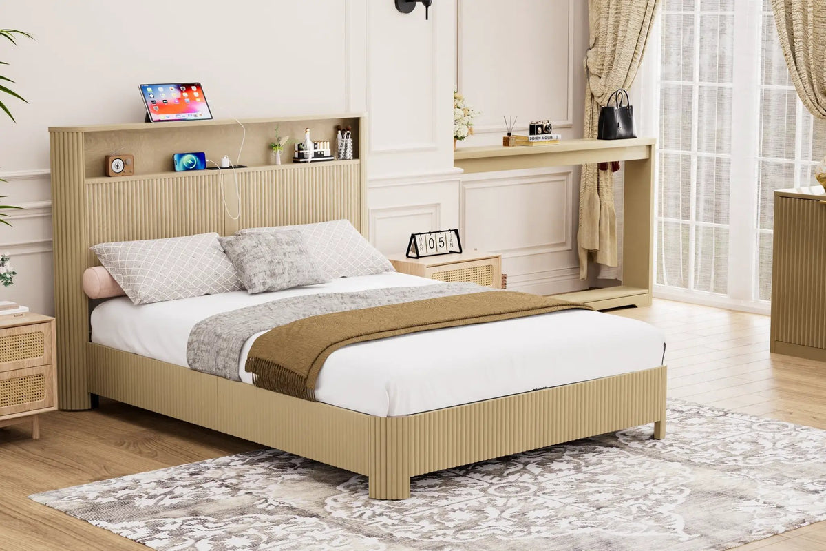 Queen Size Bed Frame With Storage Headboard by HouseOfZazla