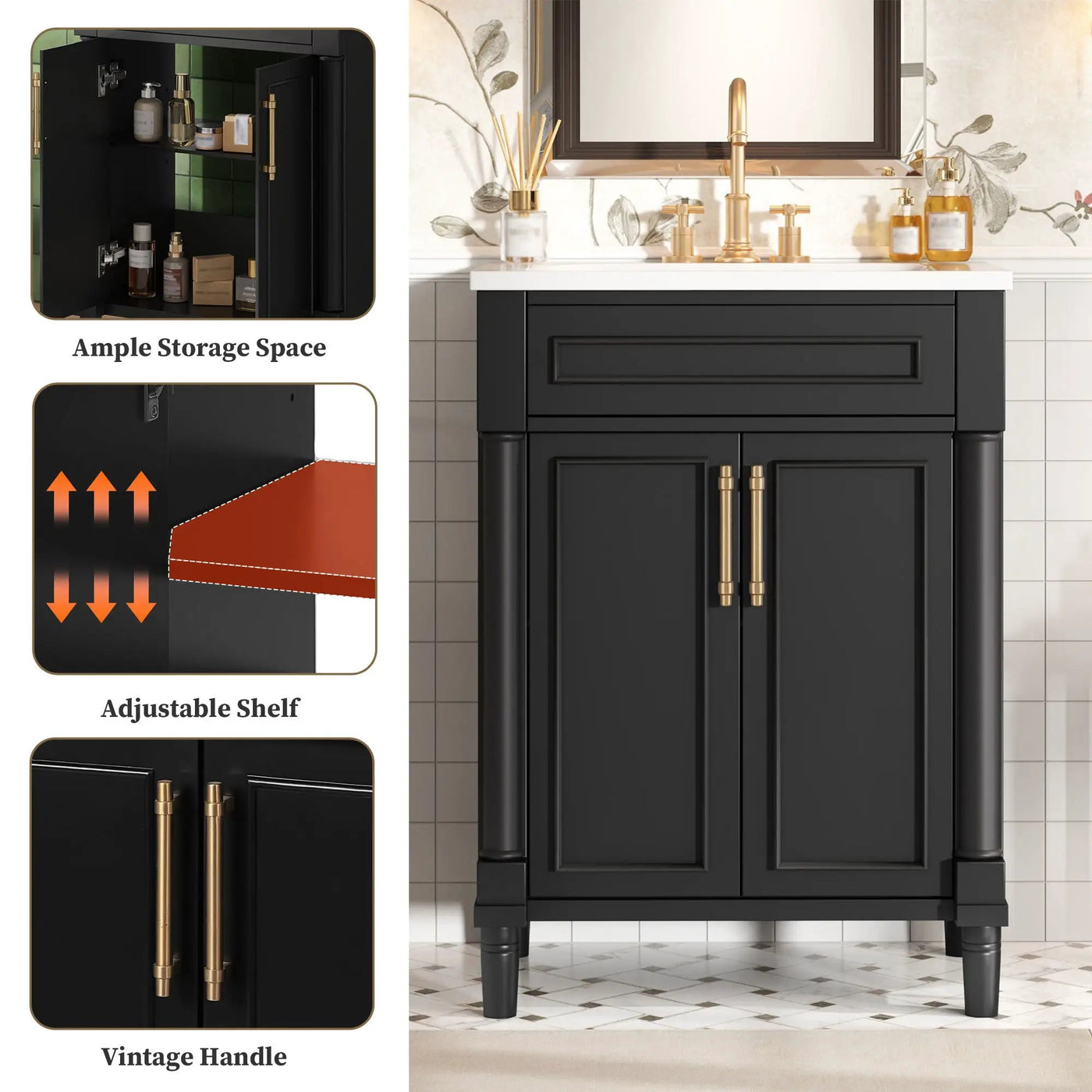 Bathroom Vanity With Integrated Sink, 2 Door Cabinet, Single Sink For Small To Medium Bathrooms by Unique Piece Furniture