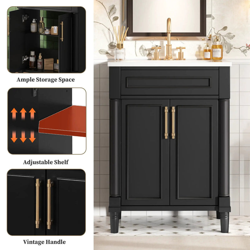 Bathroom Vanity With Integrated Sink, 2 Door Cabinet, Single Sink For Small To Medium Bathrooms by Unique Piece Furniture