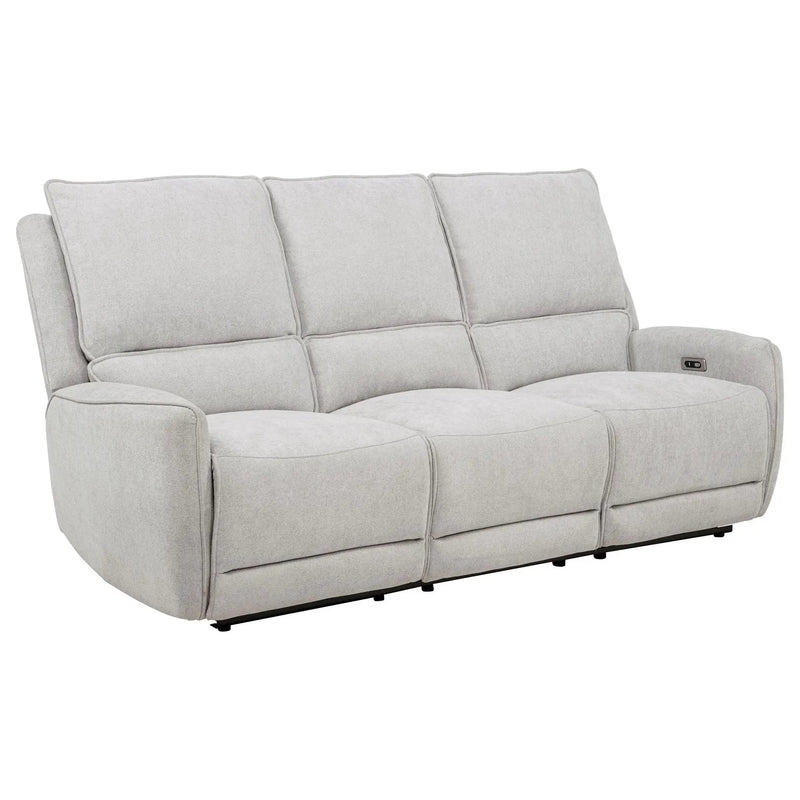 Sylmar Chenille Upholstered Power Reclining Sofa Dove Grey by Unique Piece Furniture