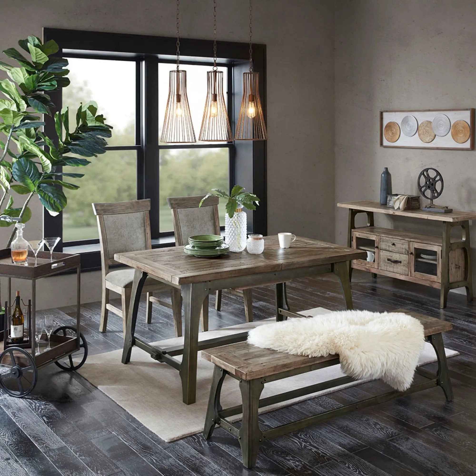 Dining Side Chair Set With Cushioned Back And Seat (Set of 2) - Weathered Gray / Natural by HouseOfZazla