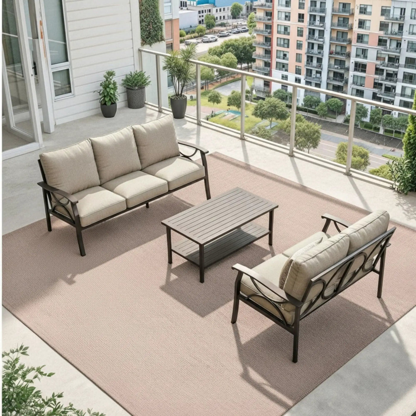 Patio Furniture Set with Coffee Table and Cushions for Backyard by HouseOfZazla