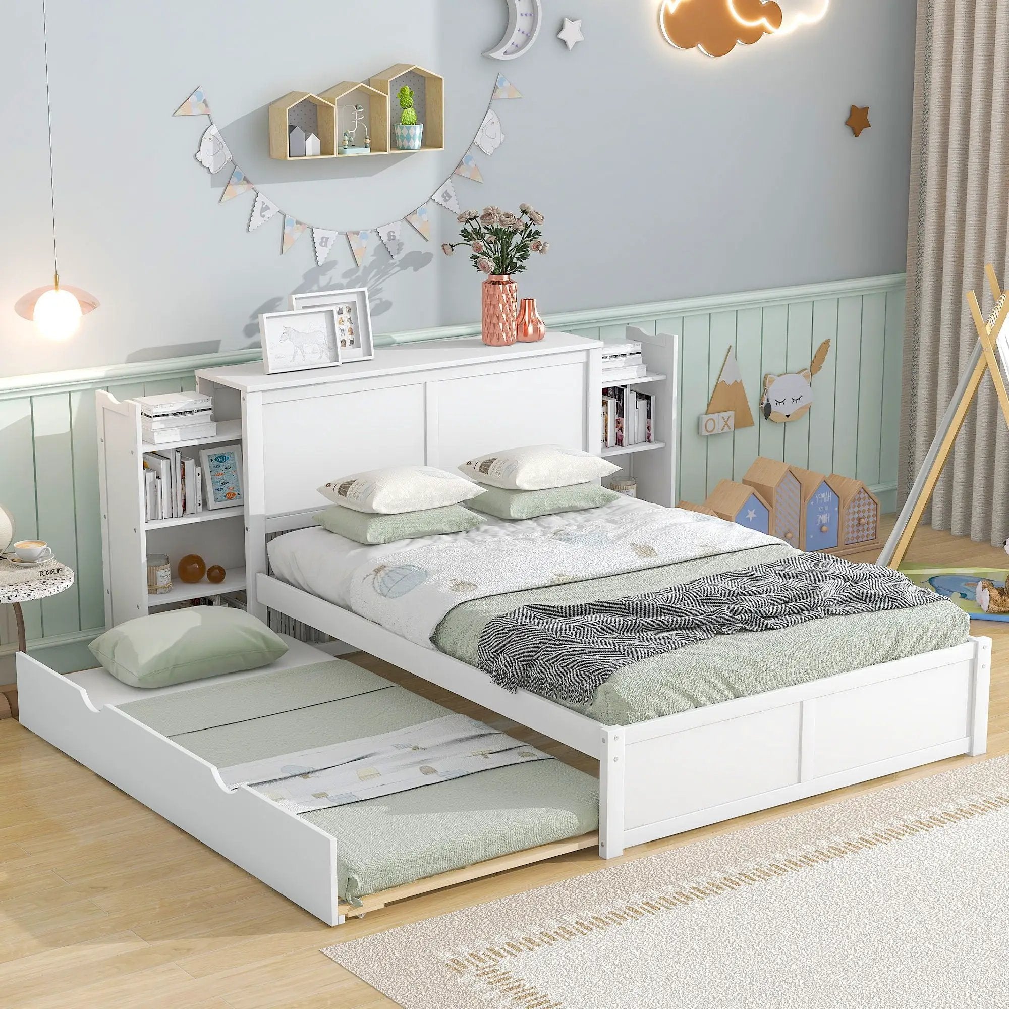 Storage Platform Bed With Pull Out Shelves And Trundle by Unique Piece Furniture