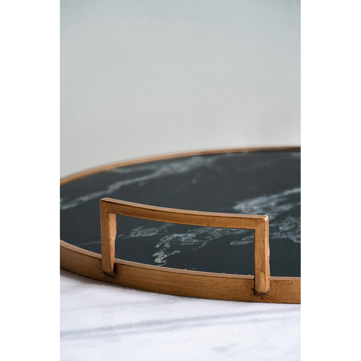 S/2 Round Decorative Tray with Abstract Marbled Design by HouseOfZazla