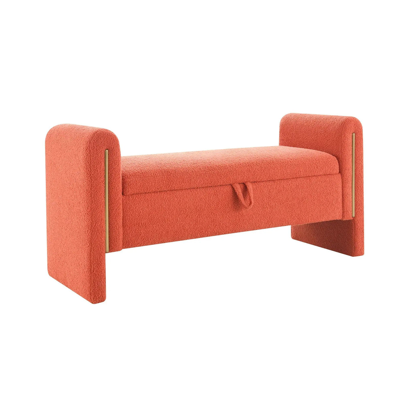 Modern Teddy Upholstered Large Bed End Bench With Arms And Storage by Unique Piece Furniture