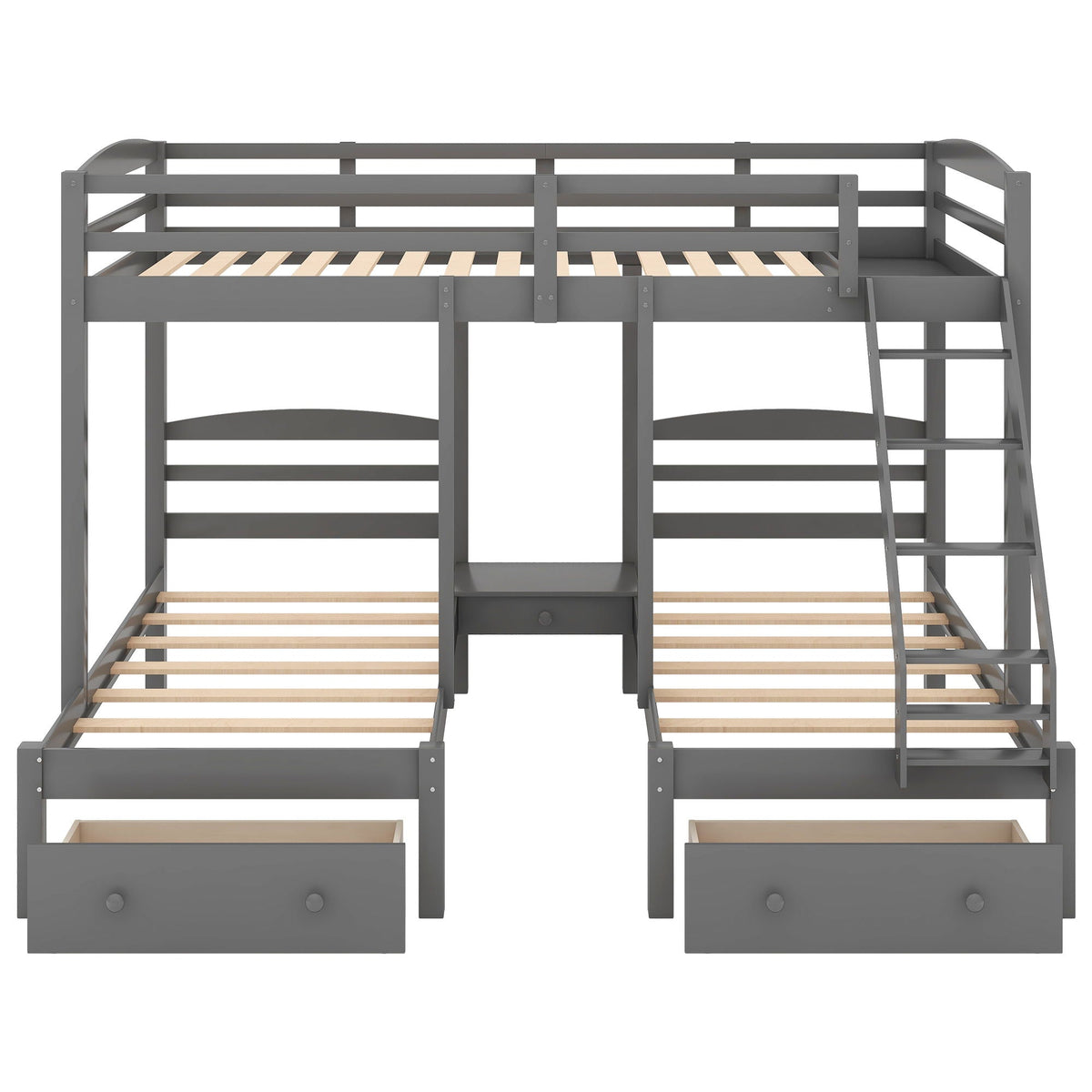 Full Over Twin & Twin Triple Bunk Bed with Drawers - Gray