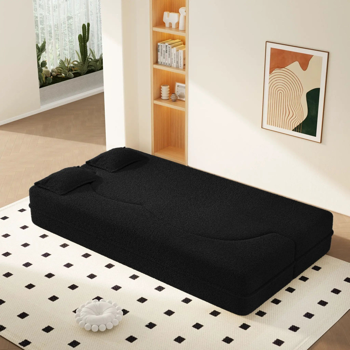 Modern Floor Sofa With 2 Pillows, Twin Size For Living Room by HouseOfZazla