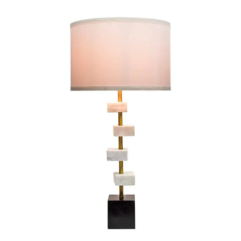 D15x30' Table Lamp with White Marble and Brass Frame by HouseOfZazla