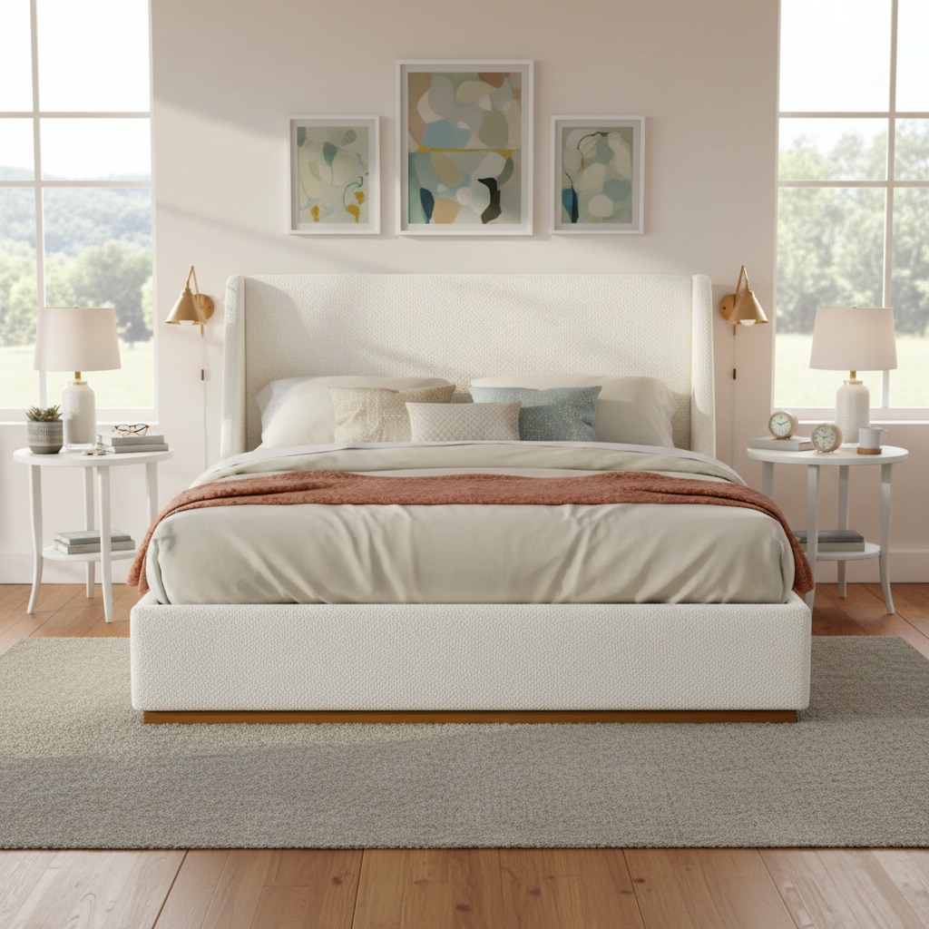 Luxury Upholstered Bed with Wings by HouseOfZazla
