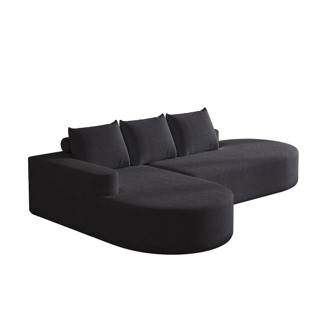 Modern Curved Sofa, L-Shaped Modular Sectional Set With 3 Pillows by HouseOfZazla