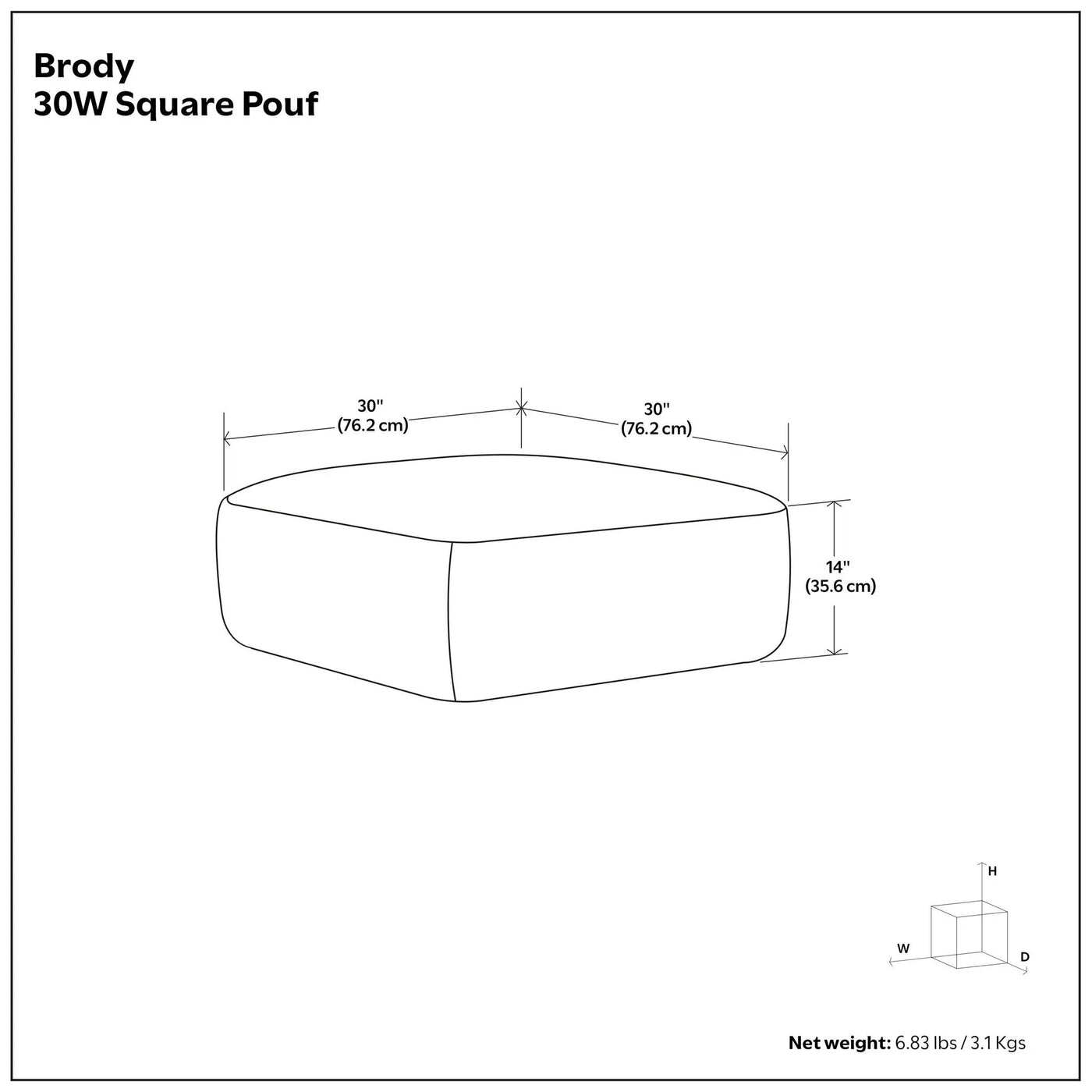 Brody - Large Square, Coffee Table Pouf by HouseOfZazla