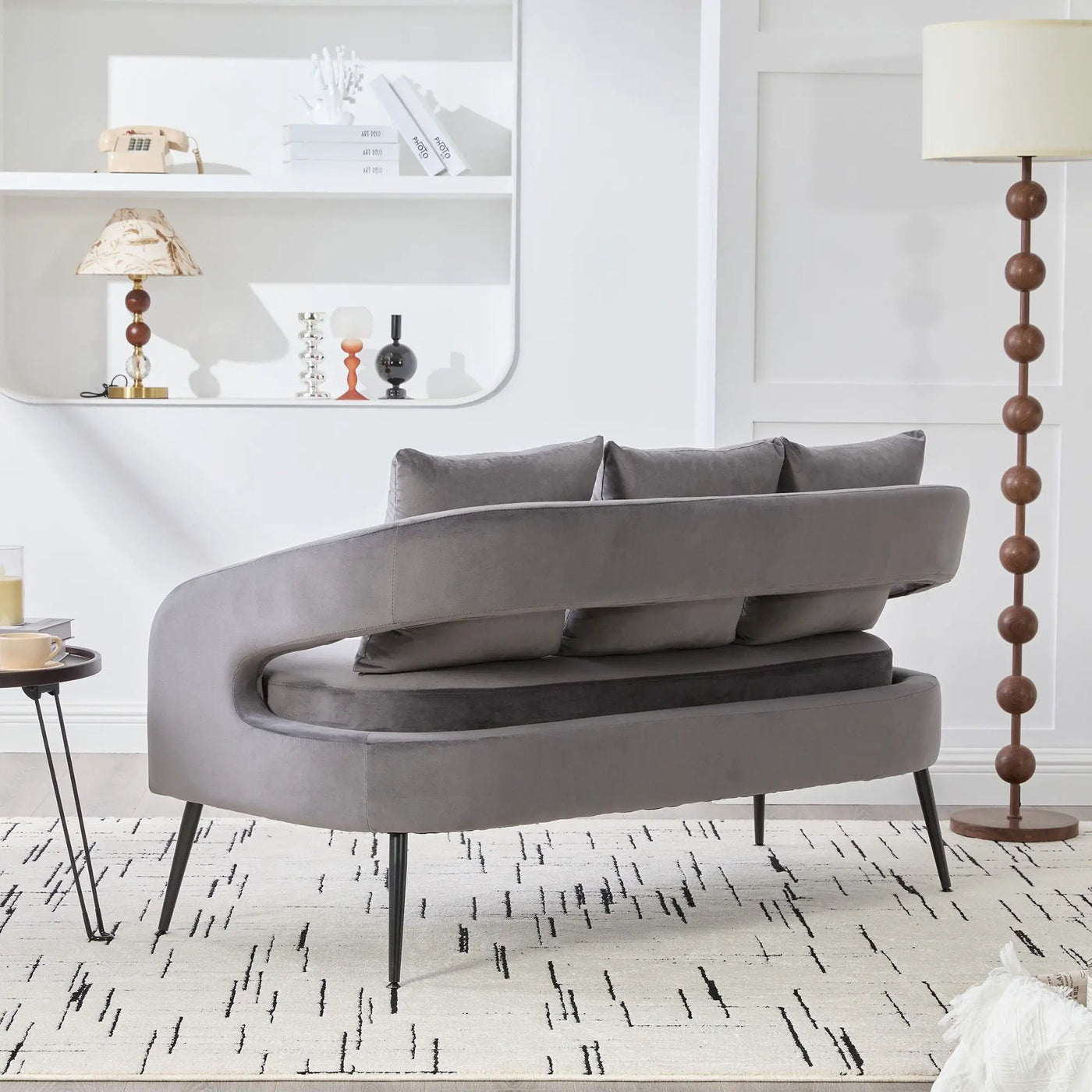 Open Back Loveseat Settee With 3 Pillows by HouseOfZazla