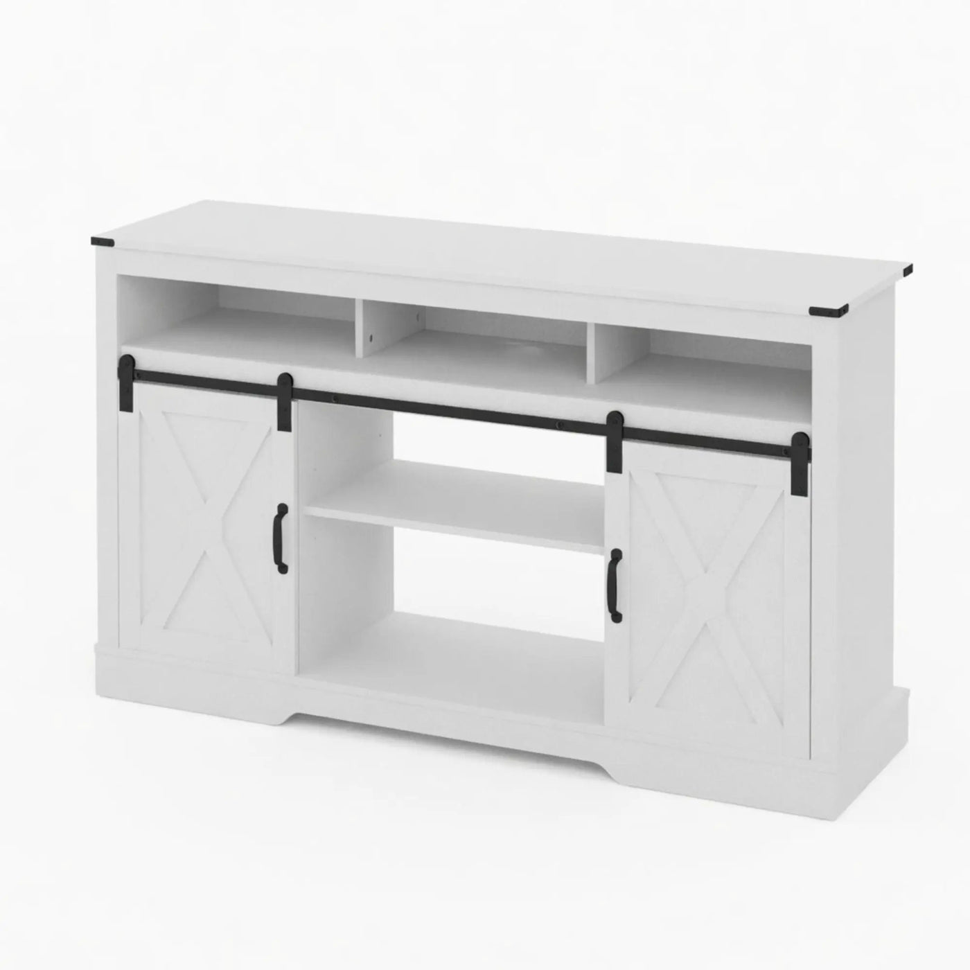 Farmhouse TV Stand With Sliding Barn Doors & Adjustable Storage by HouseOfZazla