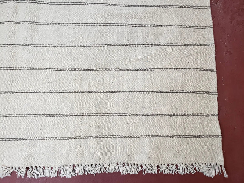 New Turkish Kilim Rug, Striped Area Rug, Southwestern Style, Off-white/Ivory Color, 5x8 Kilim Carpet, Hand-Knotted, Flatweave, Wool by Jewel Rugs