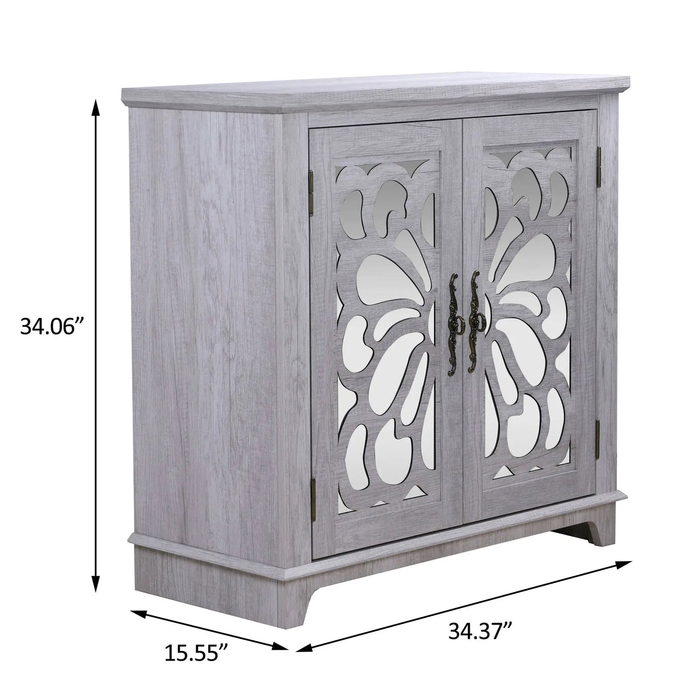 Elegant Sideboard With 2 Acrylic Mirrored Doors, Adjustable Shelf Storage by HouseOfZazla