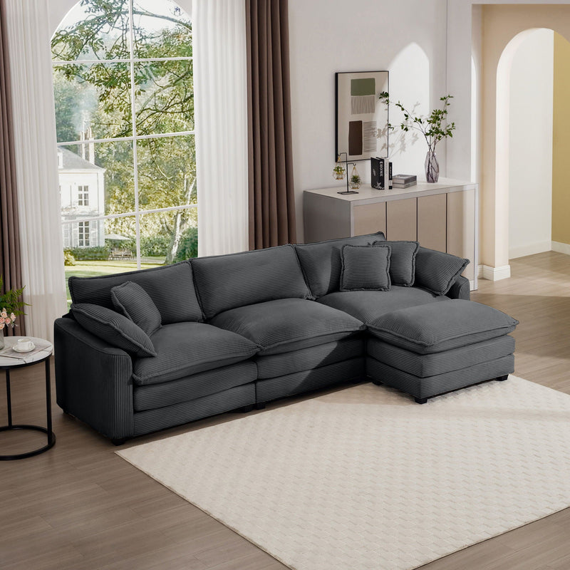 Modern Oversized Modular Cushion Sofa With Ottoman, Low Back, Deep Seating Sofa Set by Unique Piece Furniture