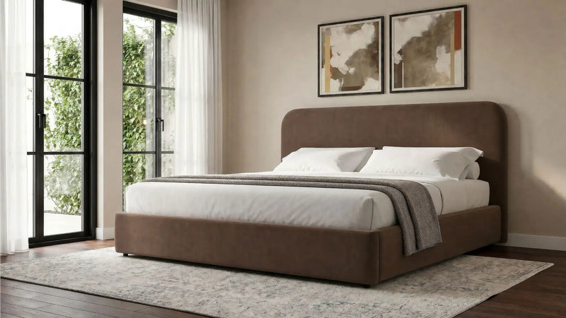 Anders Upholstered Eastern King Storage Lift Platform Bed Chocolate by Unique Piece Furniture