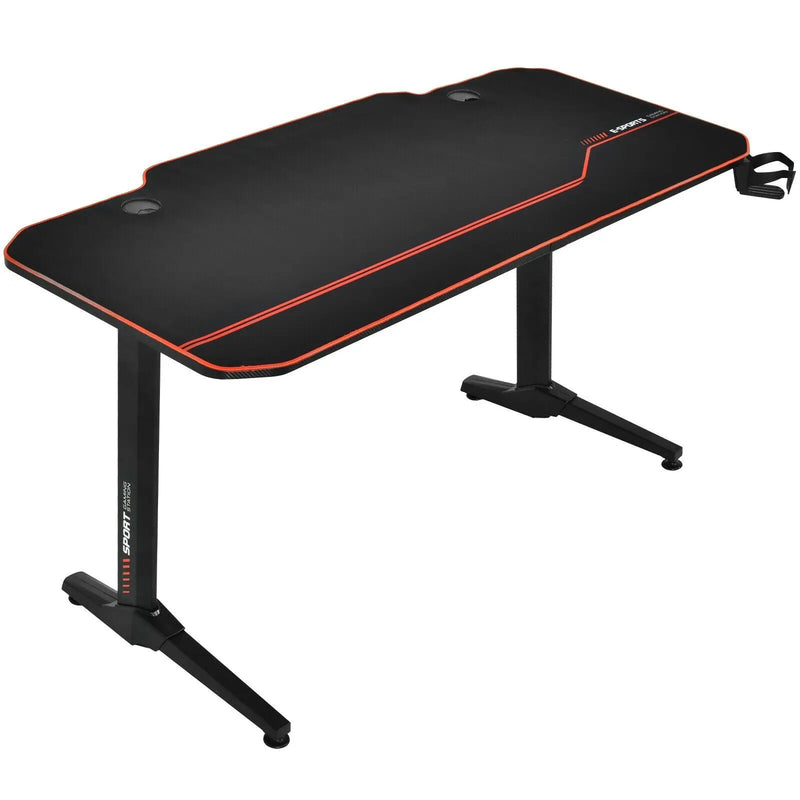 55 Inch Gaming Desk with Free Mouse Pad with Carbon Fiber Surface by DirectDeals