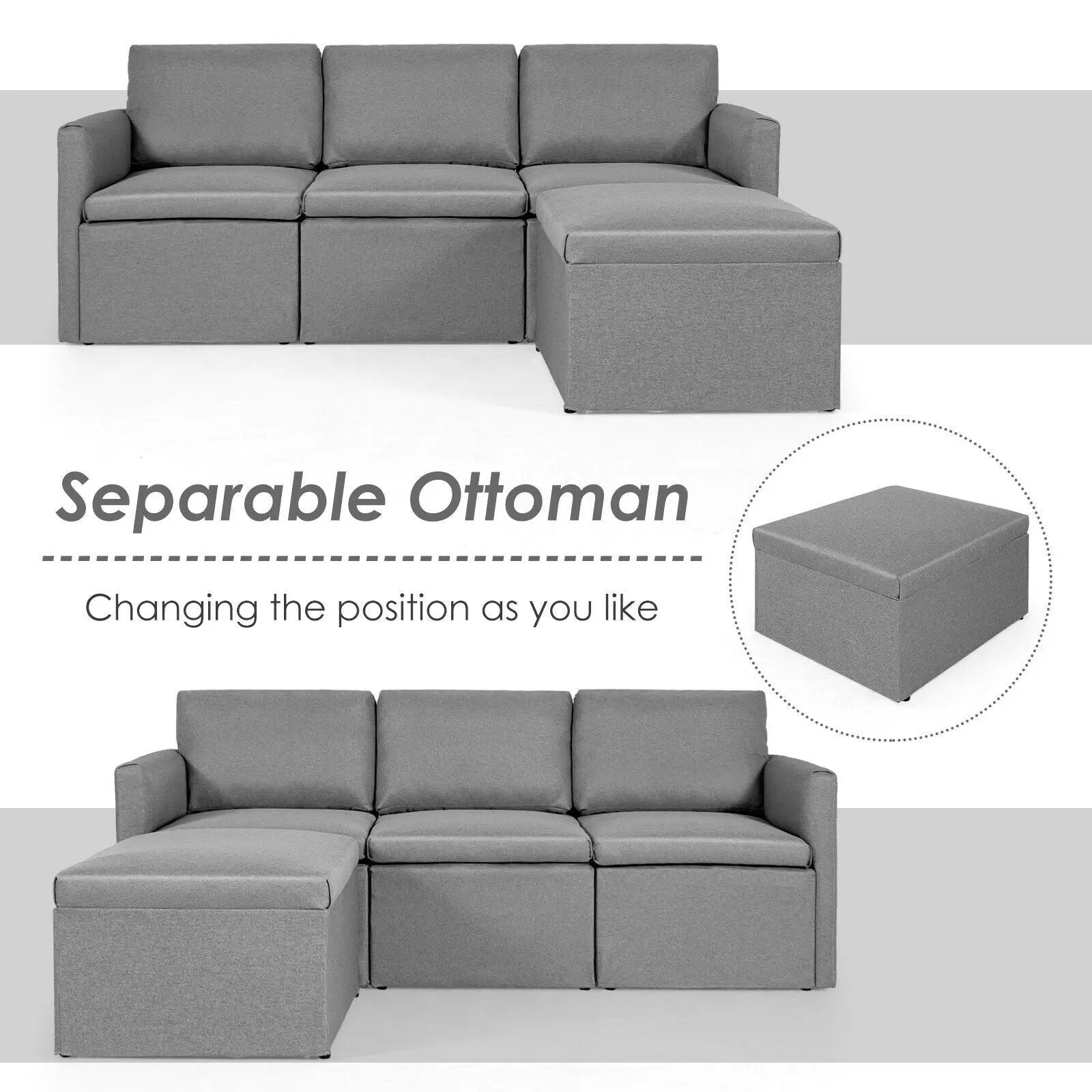 Convertible L-Shaped Sectional Sofa Couch with Reversible Chaise by DirectDeals