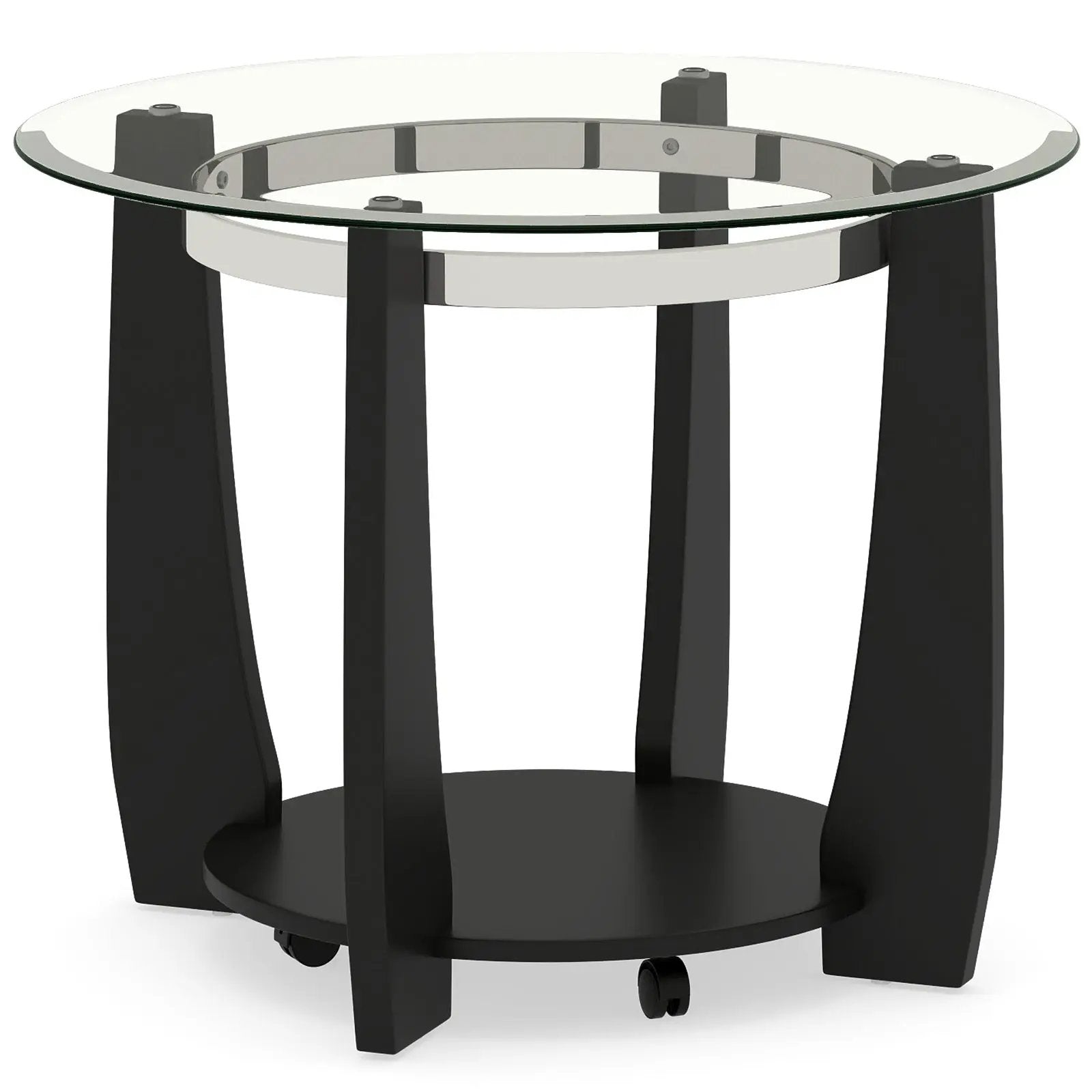32" 2-Tier Glass Round Coffee Table with Storage Shelf by DirectDeals