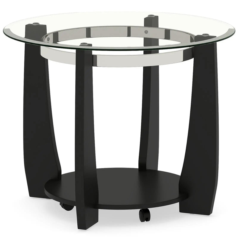 32" 2-Tier Glass Round Coffee Table with Storage Shelf by DirectDeals