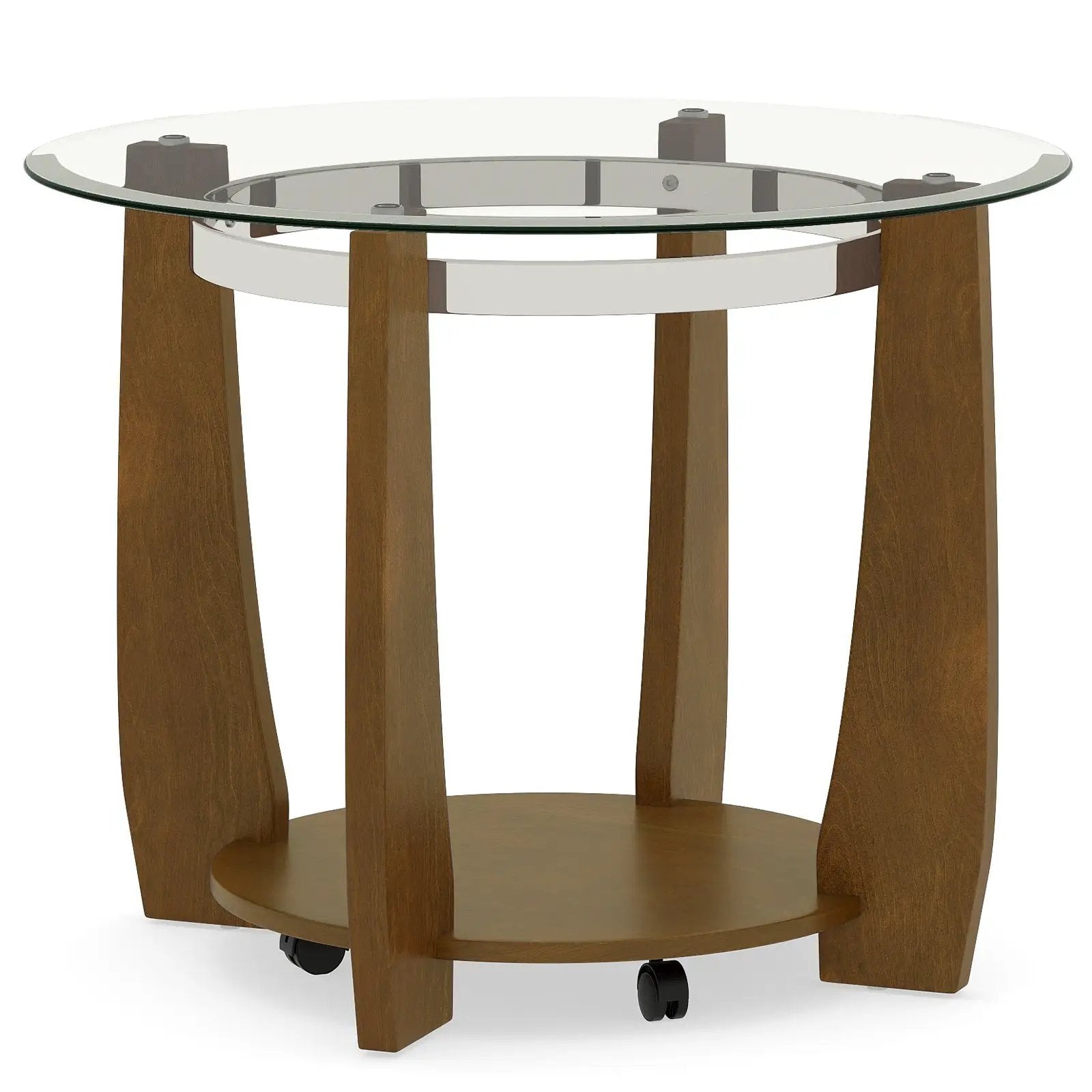 32" 2-Tier Glass Round Coffee Table with Storage Shelf by DirectDeals